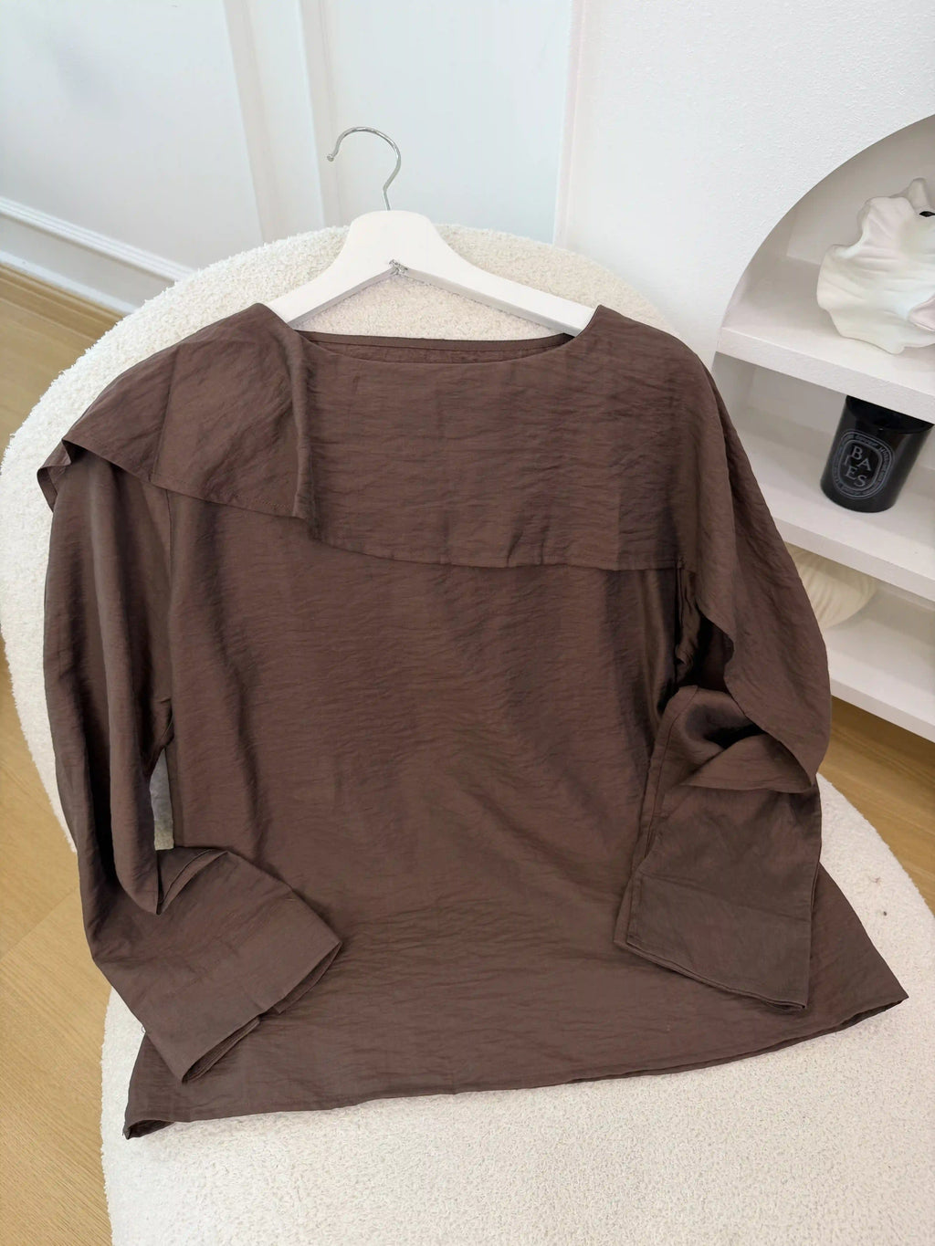 Asymmetric Ruffle Collar Blouse