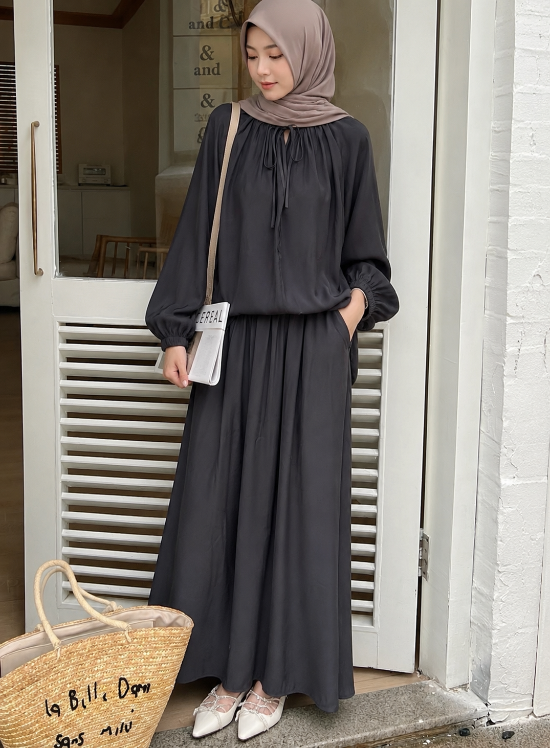Flowy Tie Long Skirt Set