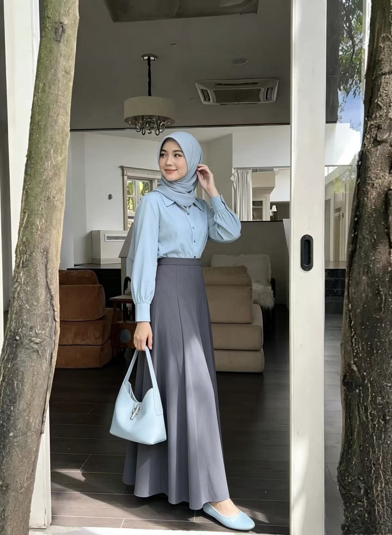 Tailored A-Line Midi Skirt