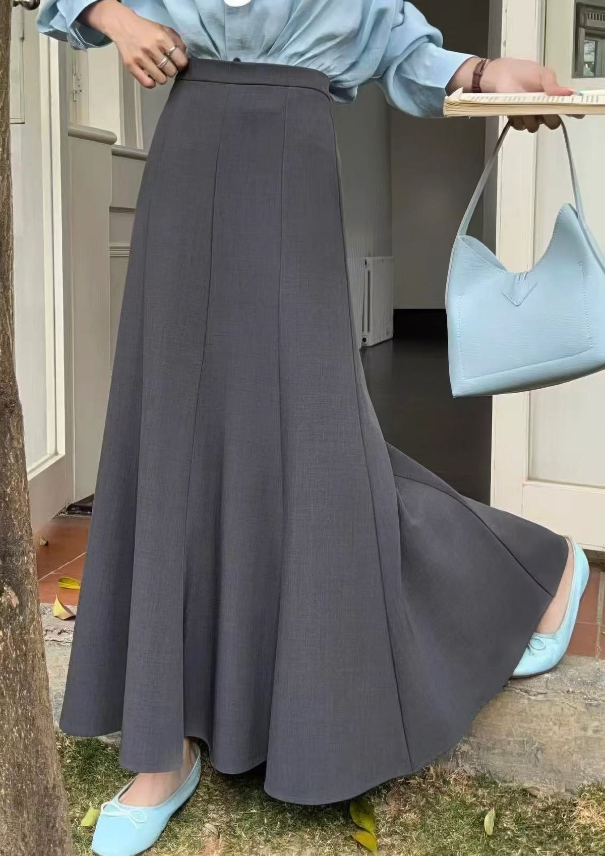 Tailored A-Line Midi Skirt