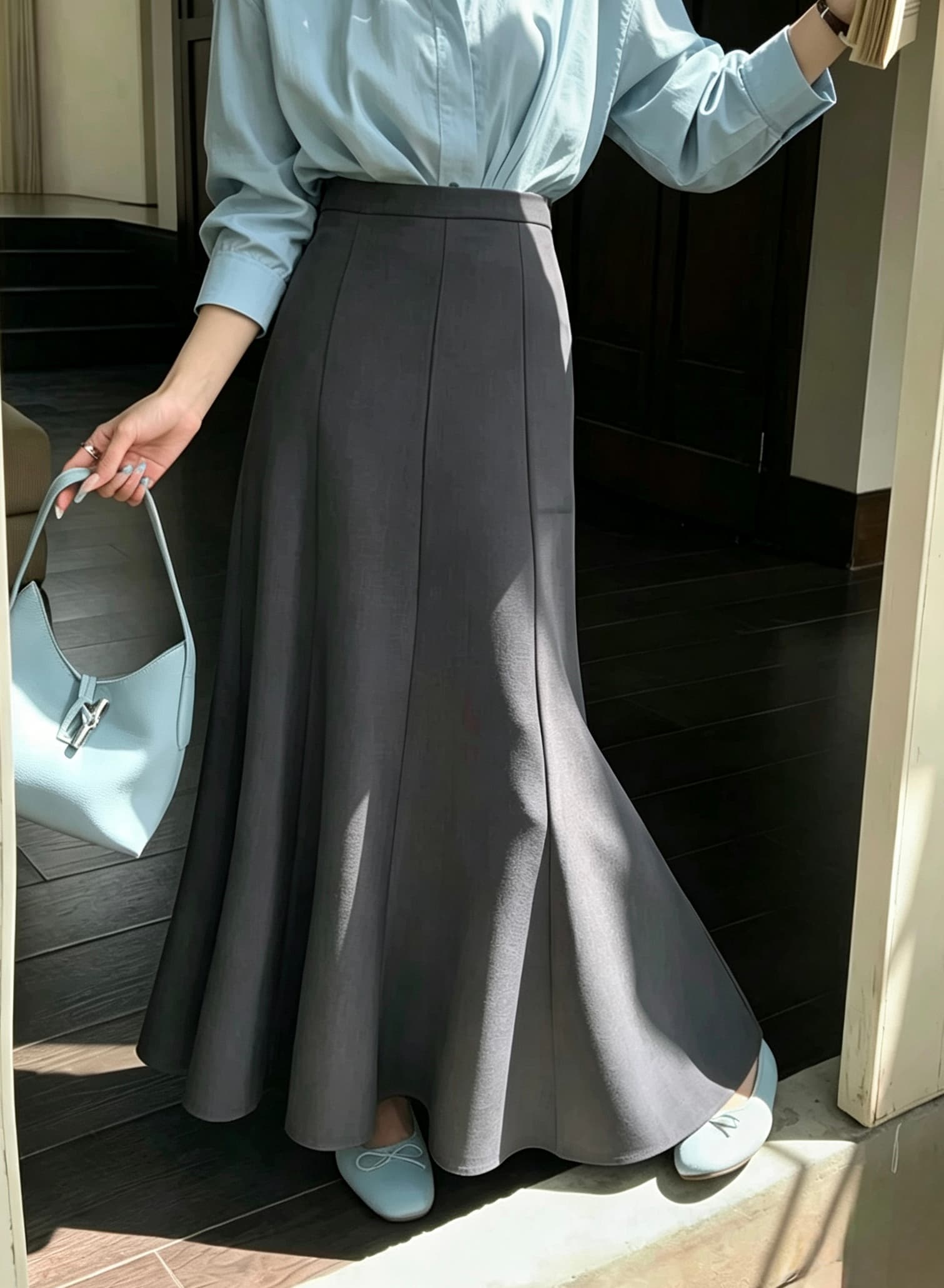 Tailored A-Line Midi Skirt