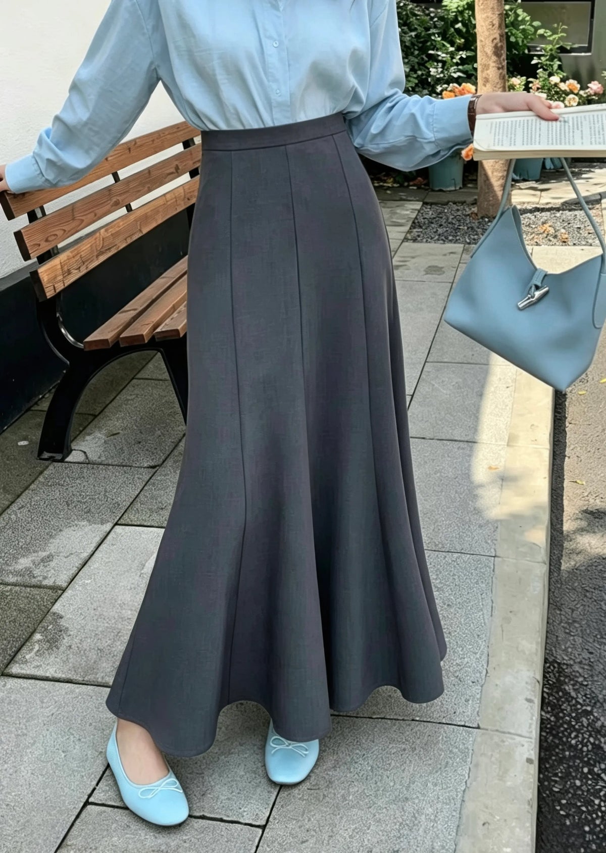Tailored A-Line Midi Skirt