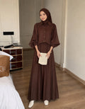 Gathered Sleeve Shirt & Flow Maxi Skirt Set
