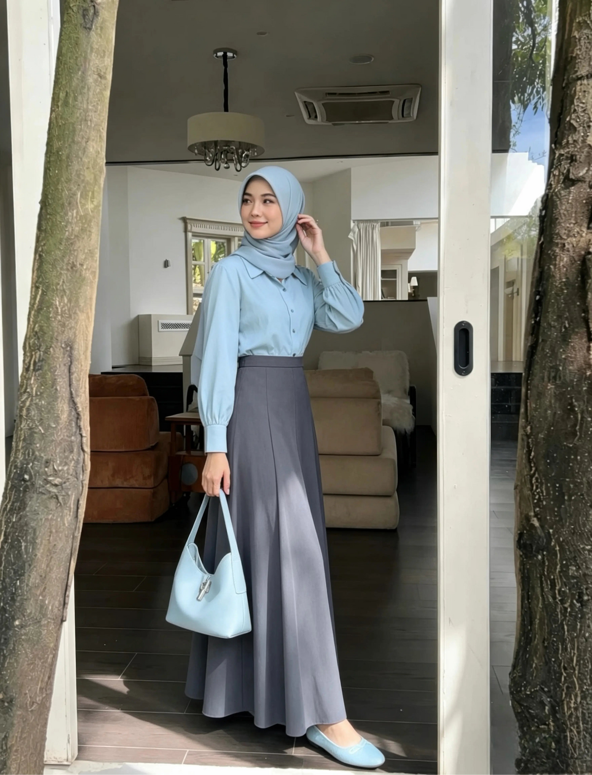 Tailored A-Line Midi Skirt
