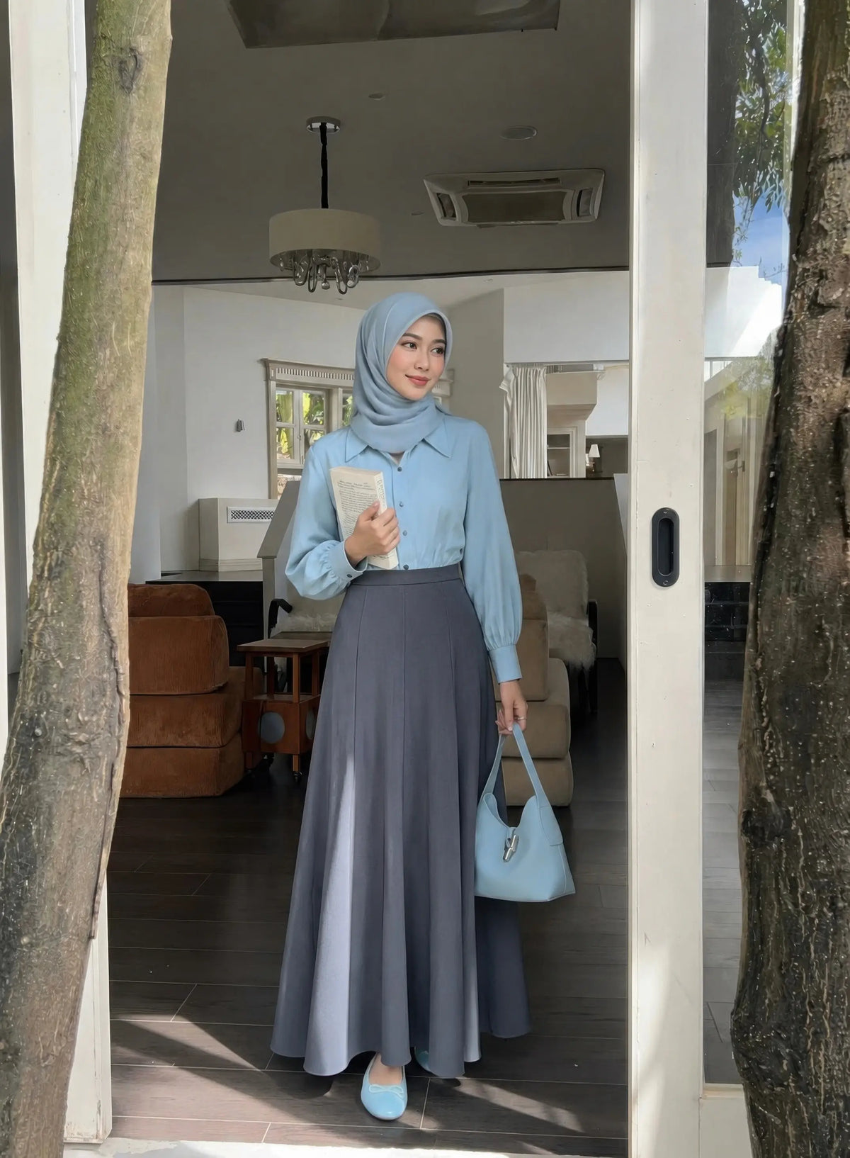 Tailored A-Line Midi Skirt