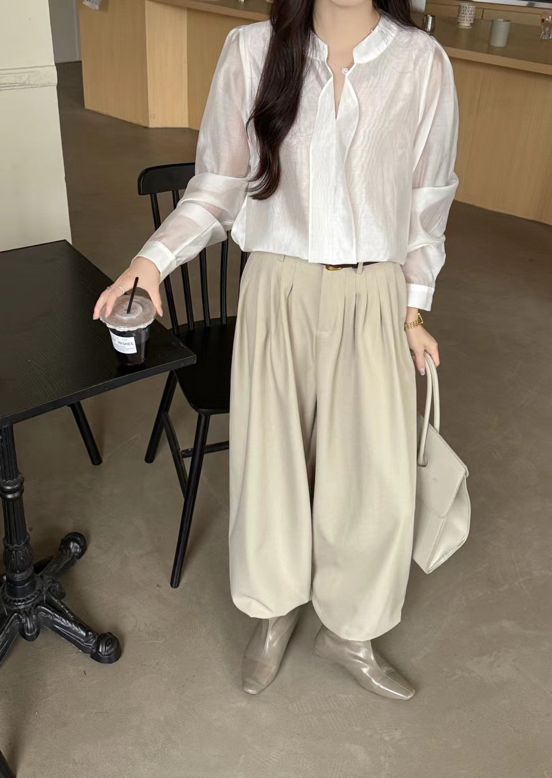 Split Neck Minimal Blouse