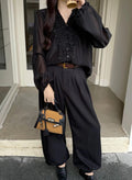 Frilled V-Neck Blouse