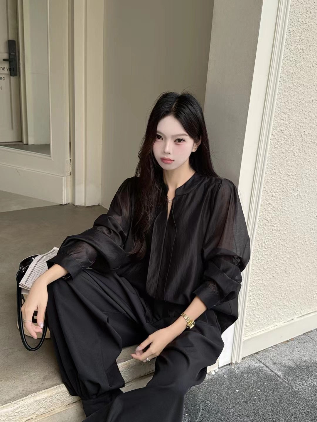 Split Neck Minimal Blouse