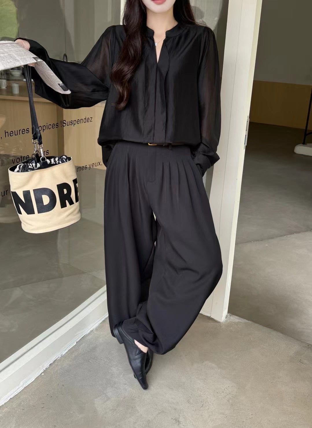 Split Neck Minimal Blouse