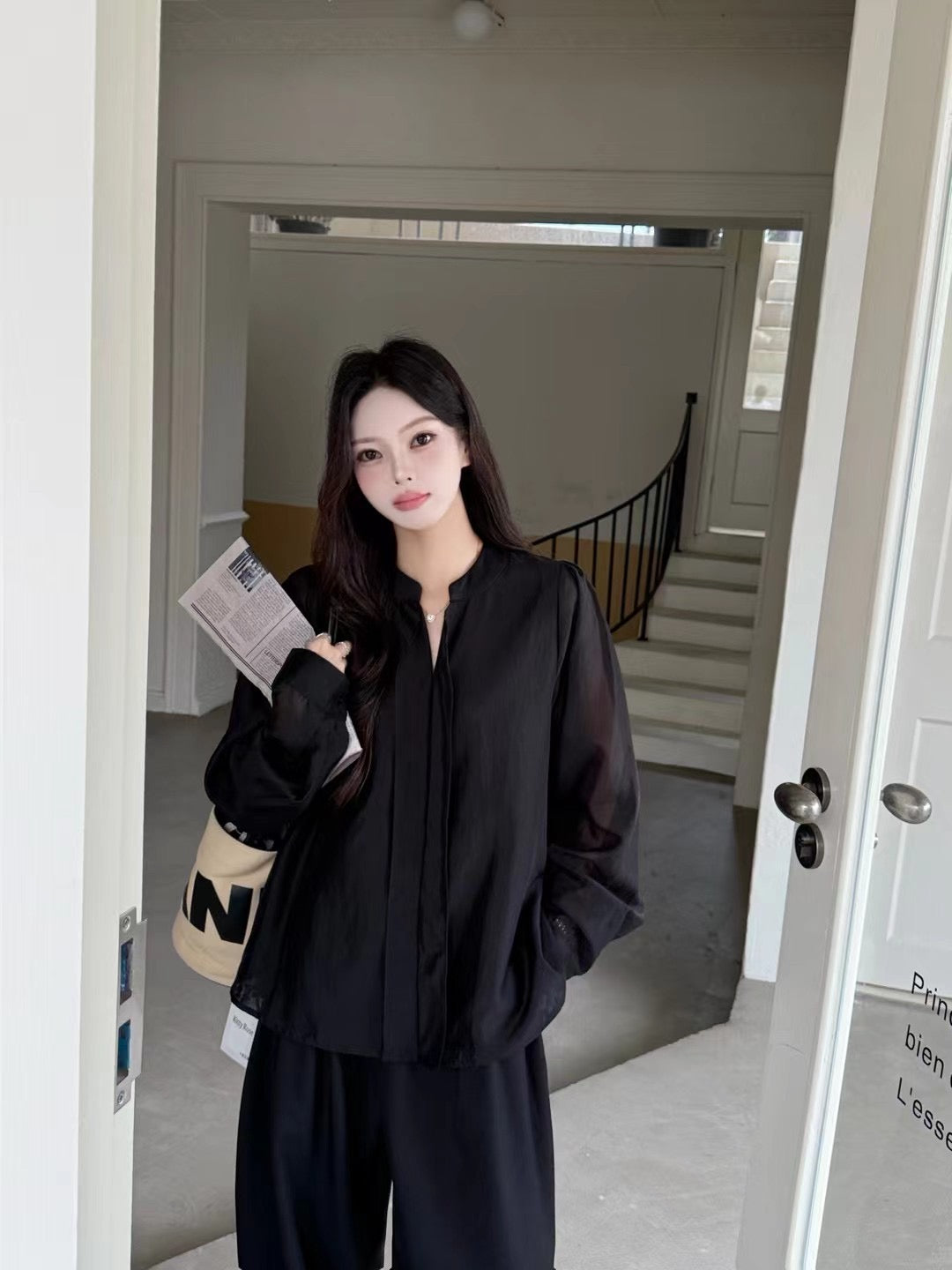 Split Neck Minimal Blouse