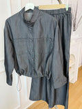 Drawstring Hem Shirt Set