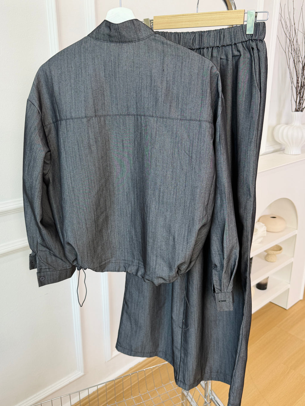 Drawstring Hem Shirt Set