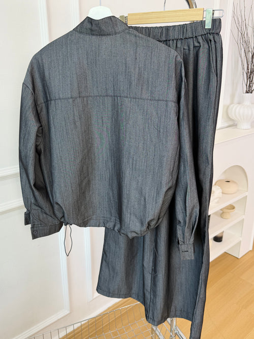 Drawstring Hem Shirt Set