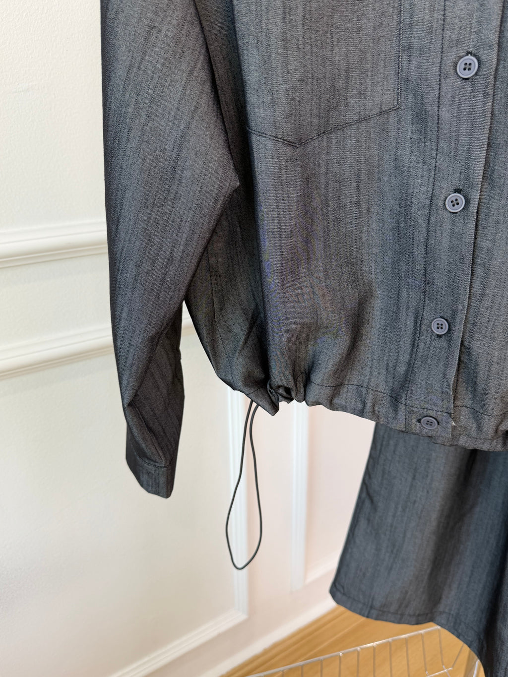 Drawstring Hem Shirt Set