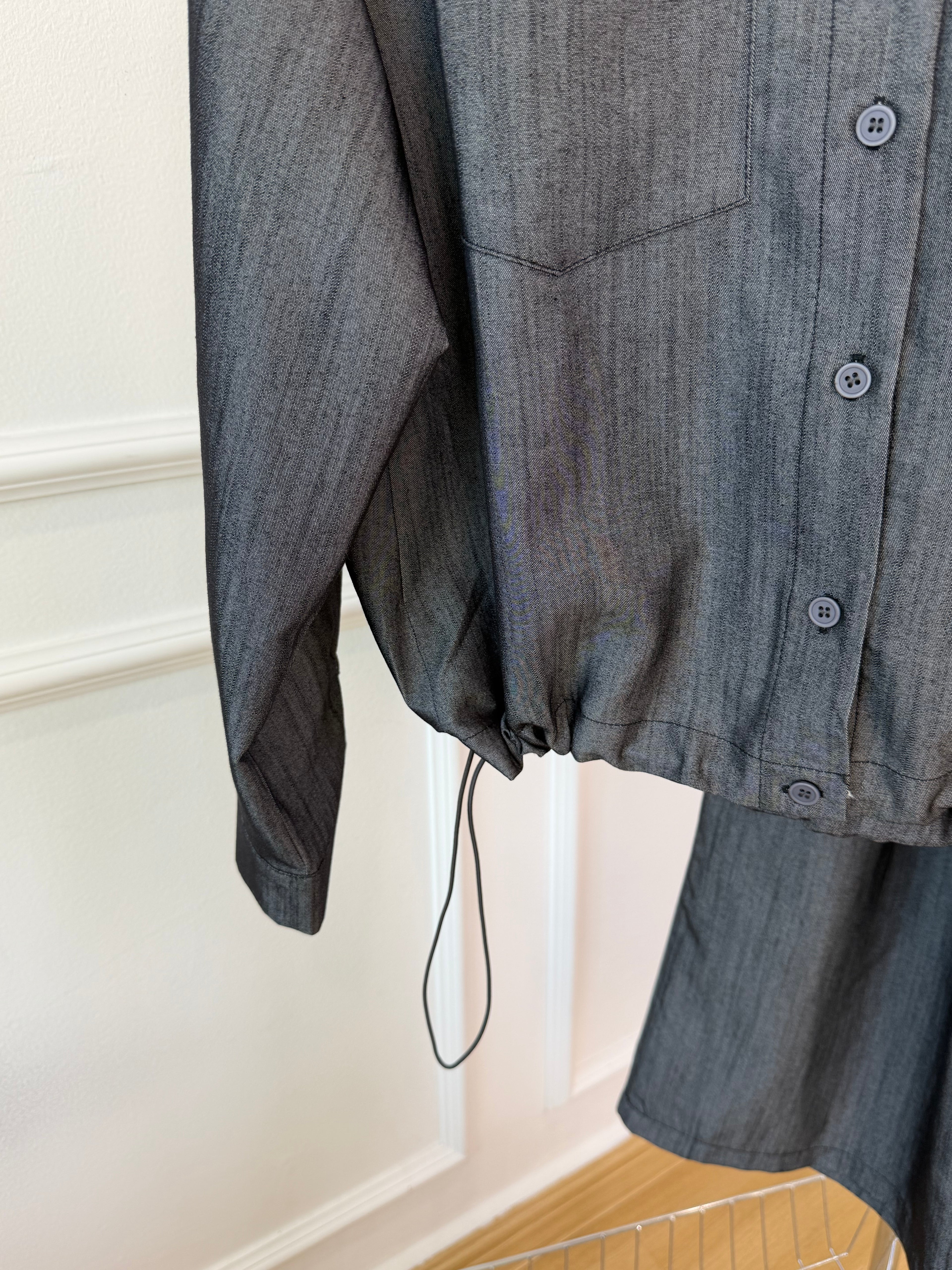 Drawstring Hem Shirt Set