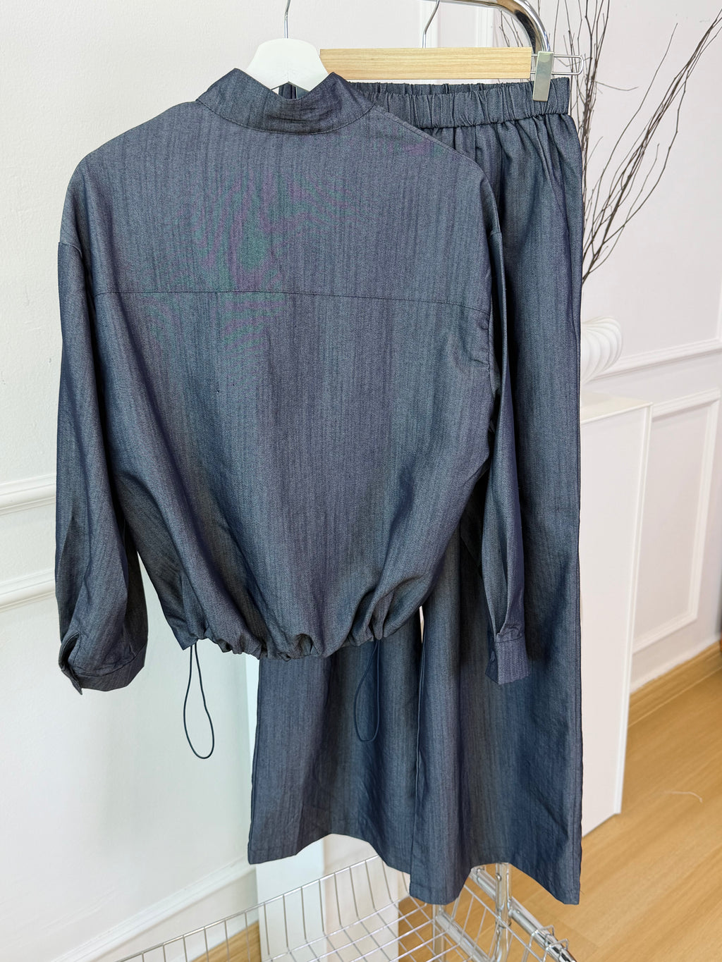 Drawstring Hem Shirt Set