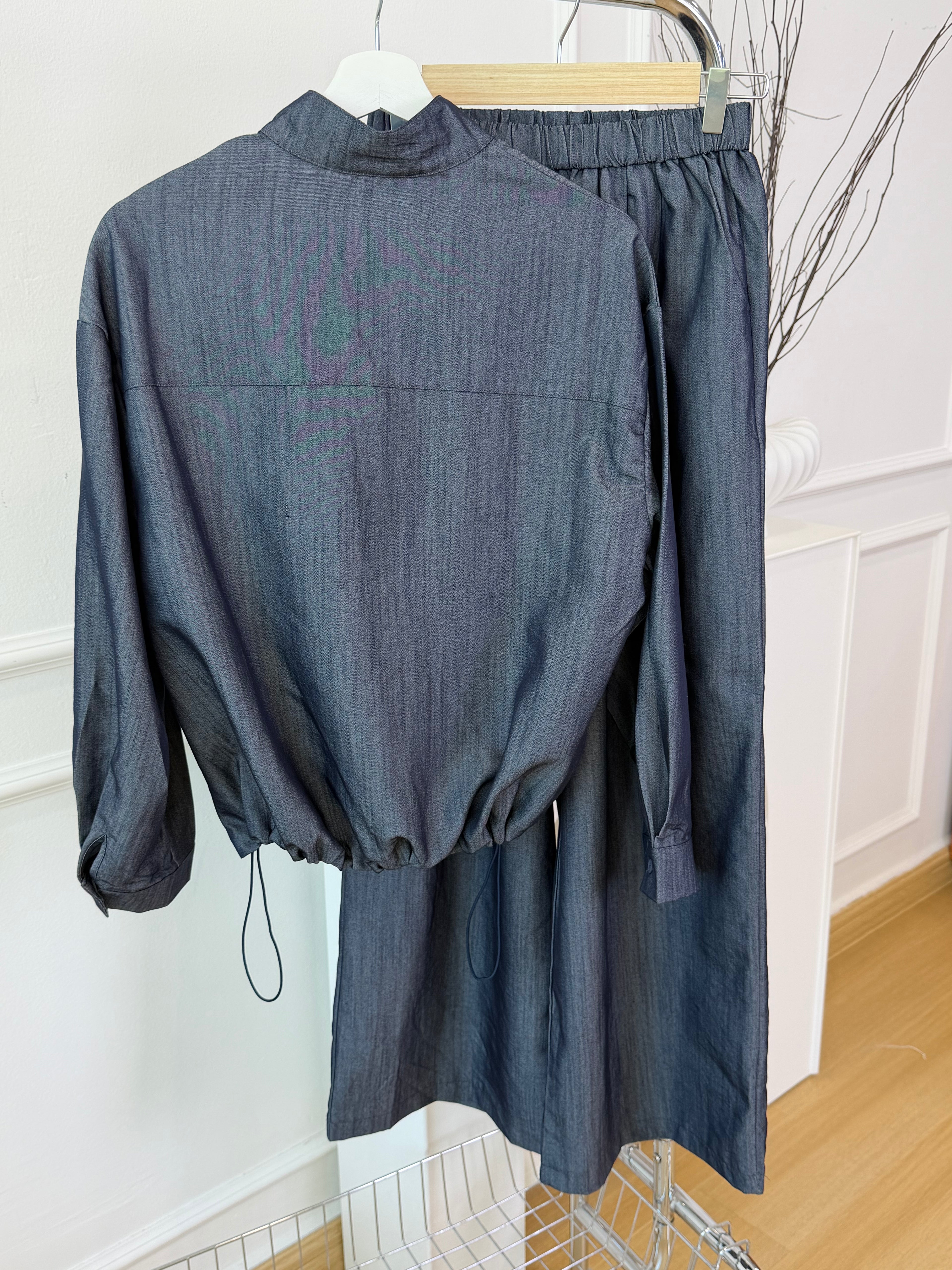 Drawstring Hem Shirt Set