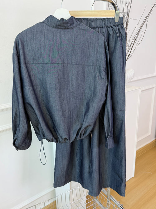 Drawstring Hem Shirt Set