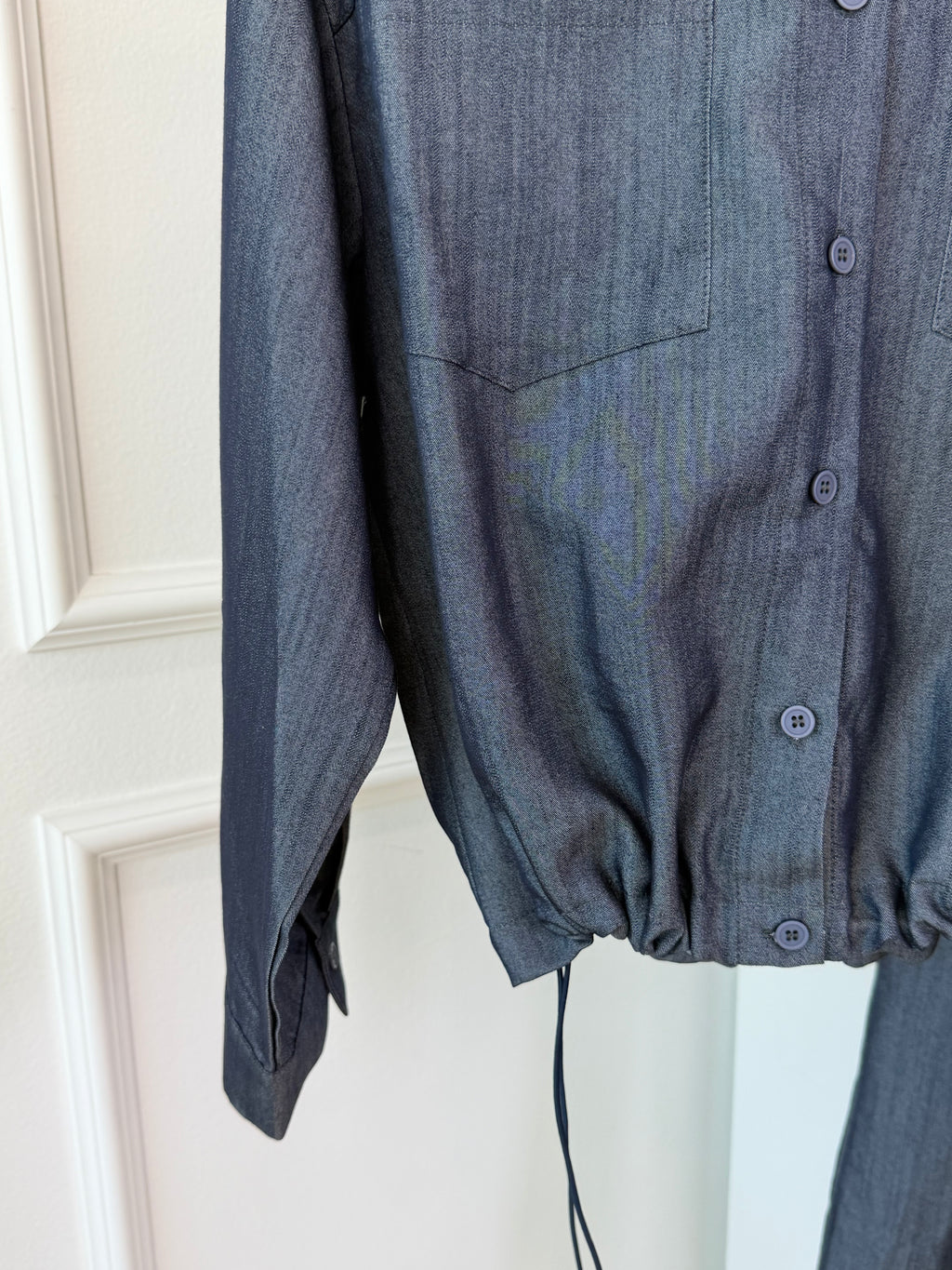 Drawstring Hem Shirt Set