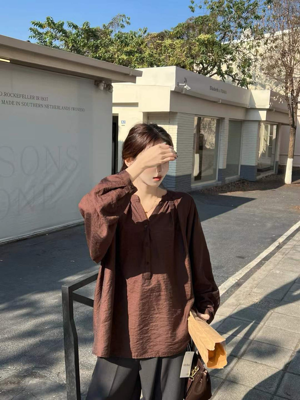 V-Neck Pleated Blouse