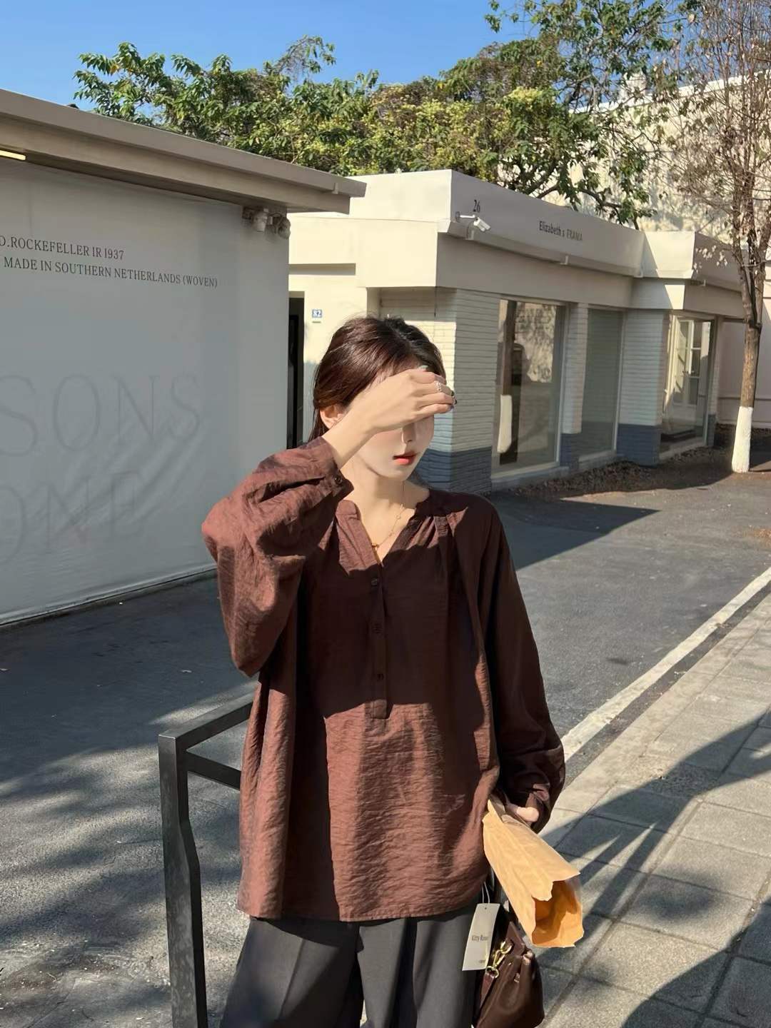 V-Neck Pleated Blouse