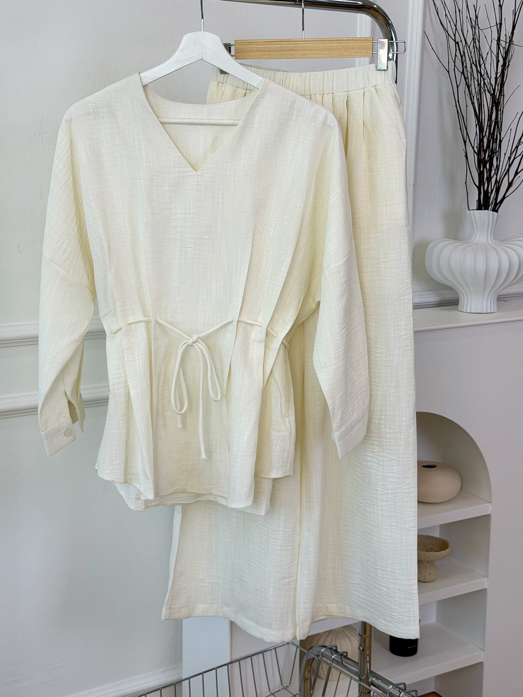 V-Neck Tie-Waist Set