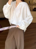 V-Neck Pleated Blouse