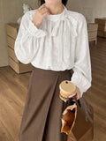 Lace Bow-Tie Stand Collar Blouse