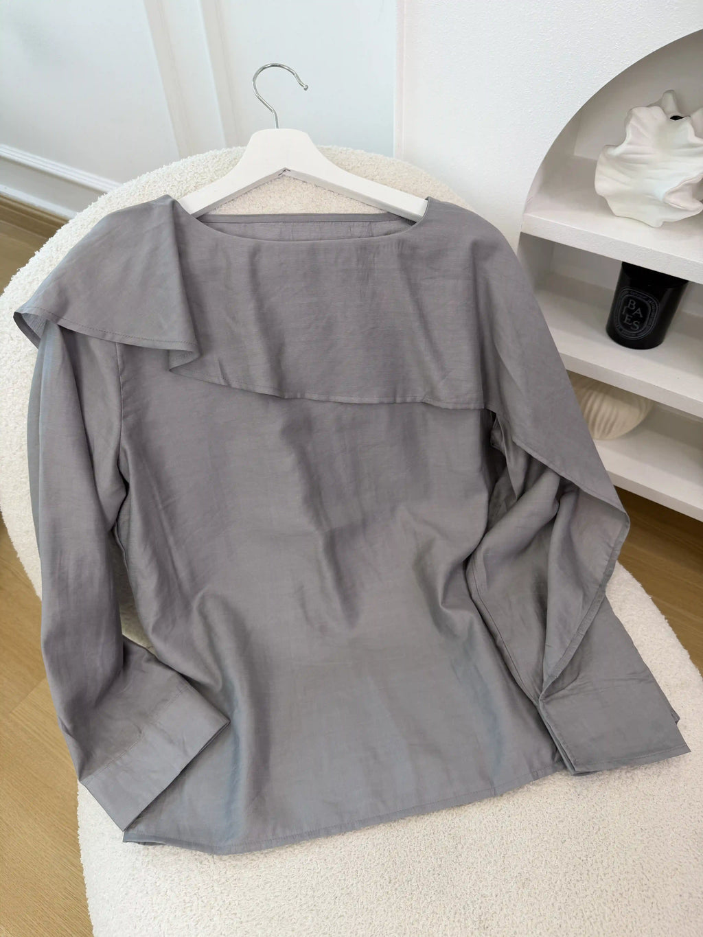 Asymmetric Ruffle Collar Blouse