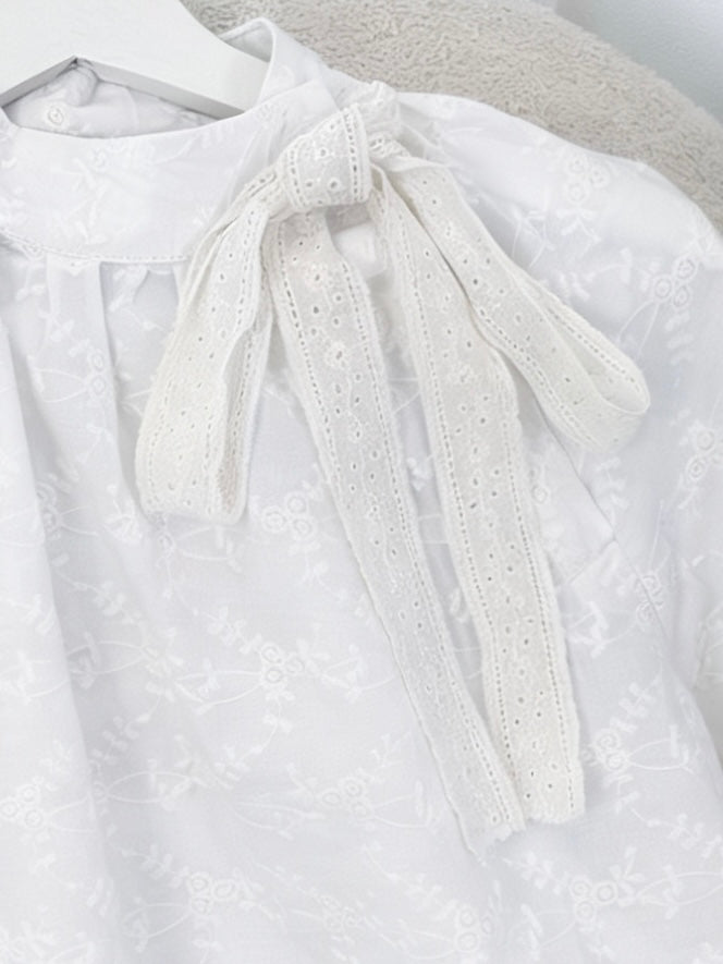 Lace Bow-Tie Stand Collar Blouse